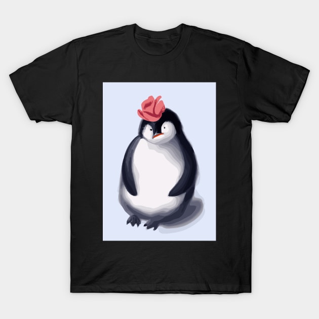 Penguin with Cute Pink Hat T-Shirt by maxcode